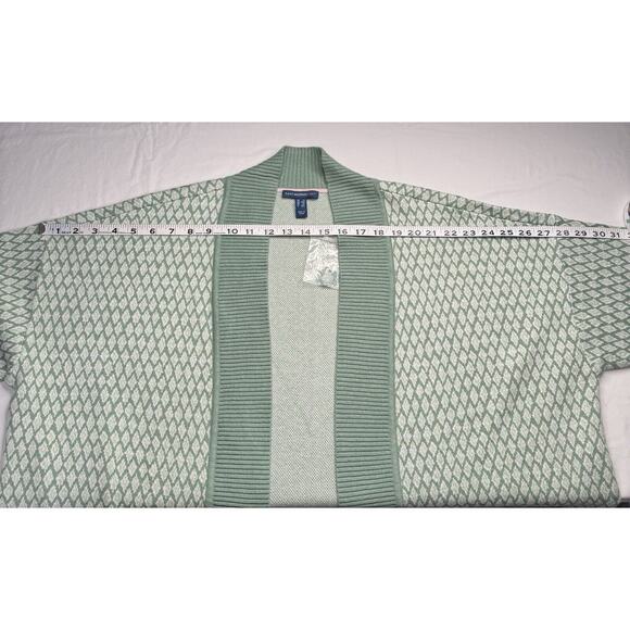 Isaac Mizrahi 1X Green Open Cardigan Dropped Shoulder Ribbed Shawl Collar New - Picture 7 of 11